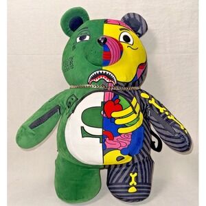 Designer-Inspired Green & Multicolor Bear Plush Shoulder Bag